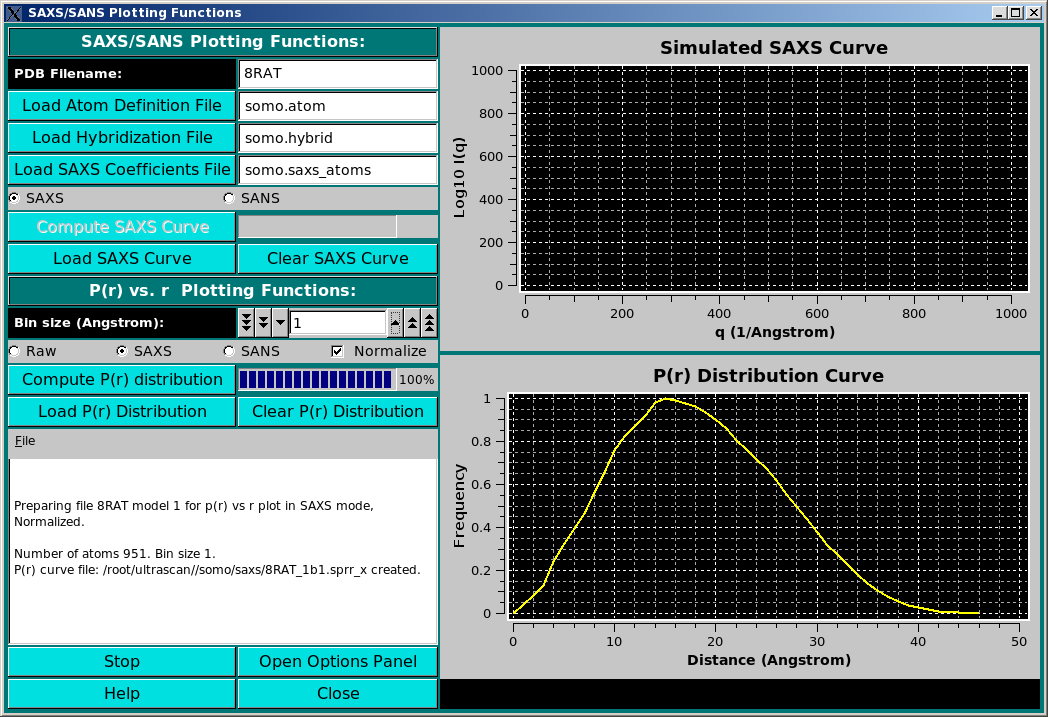 SOMO SAXS Simulation Screen