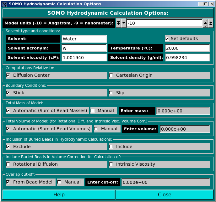 SOMO Hydrodynamics Screen